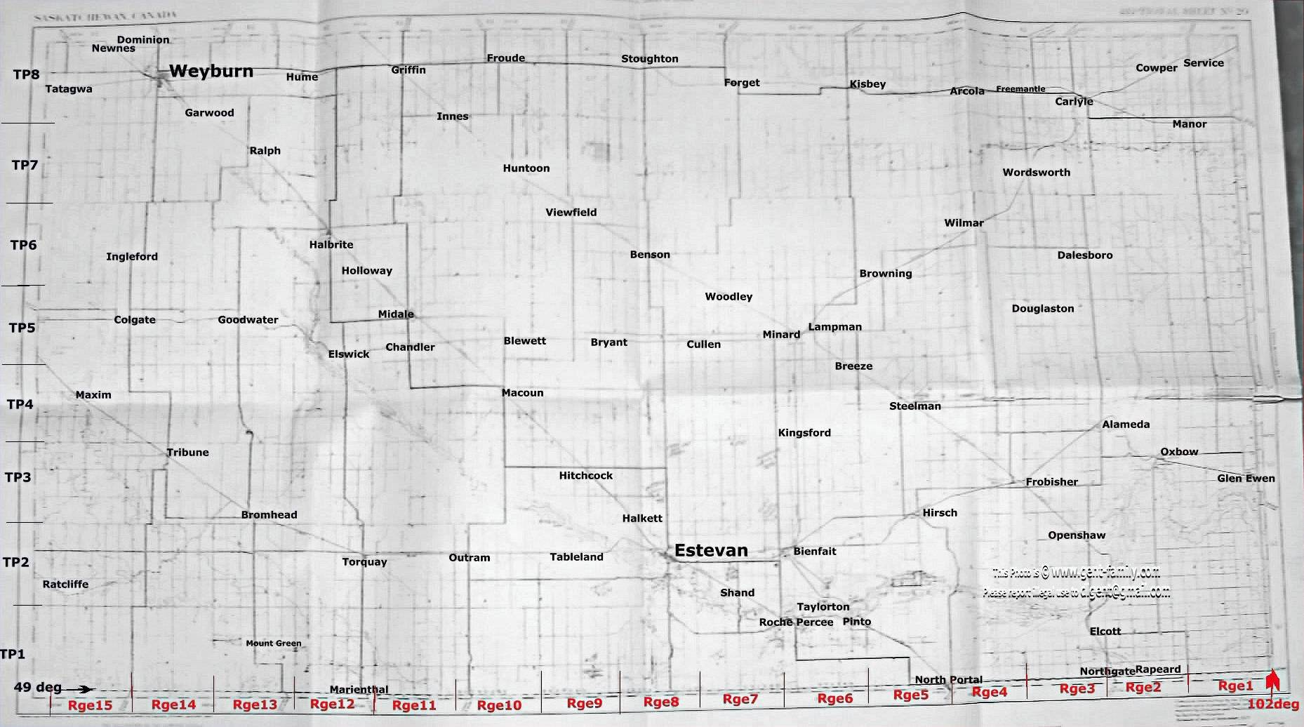 Saskatchewan Quarter Section Map 1927 Map Of Se Saskatchewan - Saskatchewan Quarter Section Map 1927 Map Of Se Saskatchewan -