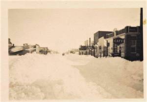 Hotel Clarendon, Airport Cafe, unknown Cafe name, in foreground, all on South side of 5th st, East of the Empire Hotel, looking East from 12th Ave.  Original clarendon was on north side and burnt down in 1936 